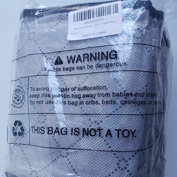 Under-Bed Storage Bags, Foldable Zipper Bags 3 Pack / Grey / NWT Bliss Totes - Picture 3 of 6